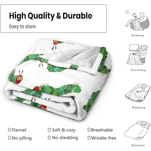 Sonernt Throw Blanket for/Couch/Bed Plush Blankets and Throws Very Hungry Caterpillar Flannel Fluffy Warm Cozy Blanket for Kids Girl Boy Dad Mom,60x80 Inches thumbnail 5