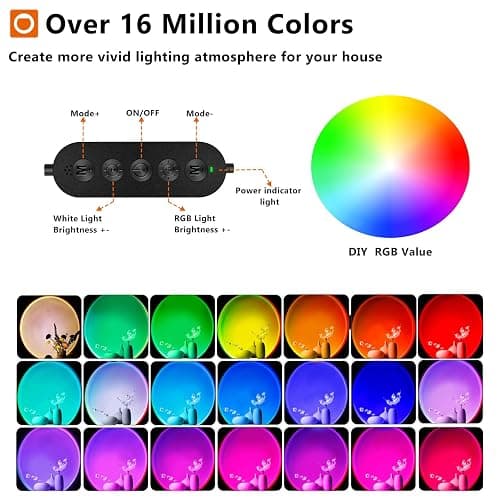 easeking LED Sunset Lamp Projector,Multicolor Changing with USB Port,Sunset Light 180°Rotation for Room Decor,Sunset Lamp for Bedroom,Photography Party,Tiktok Live,Gift for Halloween, Christmas thumbnail 2