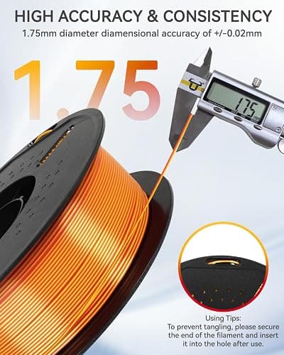 Epelay PLA 3D Printer Filament 1.75mm, Red Gold Dual Color Silk PLA, Shiny Silk 3D Printing Filament, Smooth Flow High Precision, Neatly Wound, +/-0.02mm, 1kg (2.2lbs), Fits FDM Printers thumbnail 3