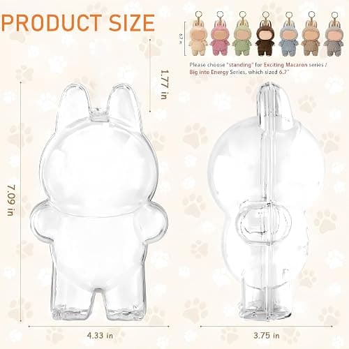 HD Clear Figure Display Protective Case Compatible with LABUB The Monsters Big into Energy and Let's Checkmate, Fall in Wild,Acrylic Case with Silicone Strap- Standing Case (Doll Not Include) thumbnail 3