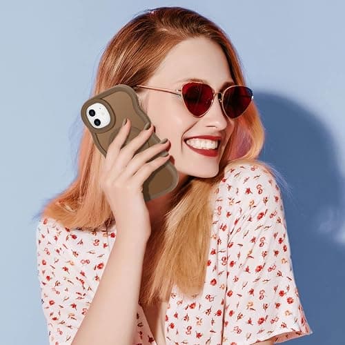 Pepmune for iPhone 12/12 Pro Case, Curly Wavy Frame Translucent Clear Hard Back Cover for Women Men Compatible with Magsafe Stylish Shockproof TPU Bumper Phone Case for iPhone 12 Pro/12, Desert Gold thumbnail 7