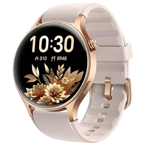 aeac Smart Watch for Women, AMOLED Ultra-Clear Screen Activity Trackers with Heart Rate/Sleep/SpO2 Monitor, Waterproof Fitness Smartwatch for iPhone/Samsung/Android(Pink Gold) - Image 1