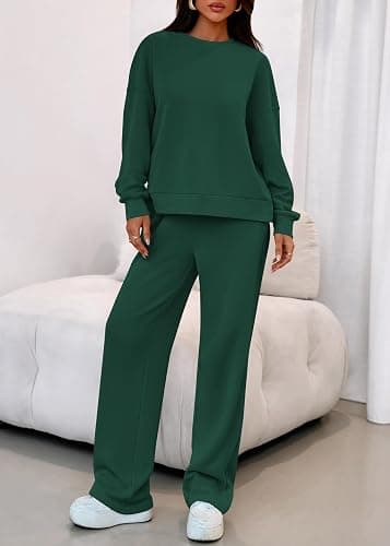KIRUNDO Fall Sweatsuits Women 2 Piece Outfit Lounge Sets 2025 Matching Airport Oversized Sweatshirt Sweatpants Tracksuit thumbnail 7