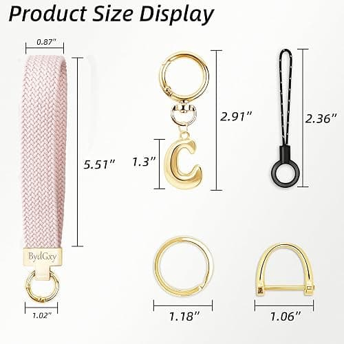 BydGxy Stretchy Wristlet Initial Keychain, Key Chains Women Cute with Keyring, Llaveros para Mujer, Car Key Accessories thumbnail 6