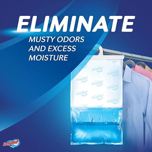 DampRid Fragrance Free Hanging Moisture Absorber, 16 oz., 3 Pack - Eliminates Musty Odors for Fresher Air, Ideal Moisture Absorbers for Closet, 14% More Moisture Absorbing Power* thumbnail 2