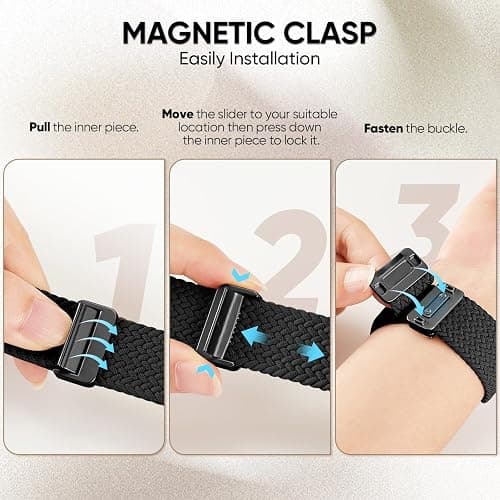 Braided Stretchy Bands with Magnetic Clasp Compatible for Apple Watch Band 40mm 41mm 42mm 38mm 44mm 45mm 46mm 49mm Women Men, Elastic Nylon Sport Strap for iWatch Series 11 10 9 8 7 6 5 4 Ultra/SE 3 2 thumbnail 5