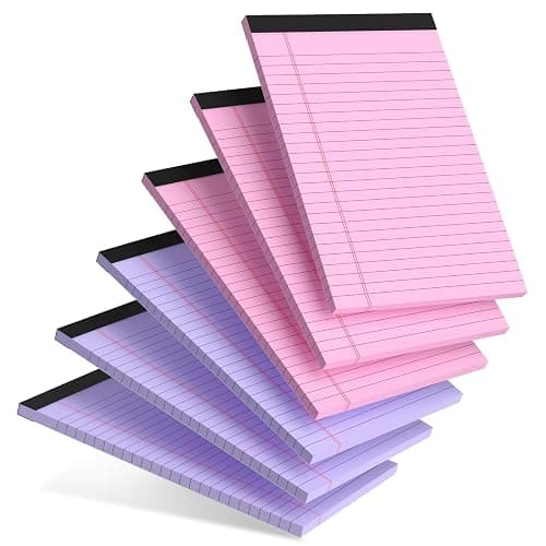 AILZFEI Pink Purple Small Legal Pad 5 x 8 College Ruled Color Legal Pads Paper Notepads 6 Pack Sturdy Back Writing Pads 5 x 8 Note Pads Perforated Narrow Ruled Pads of Paper - Image 1