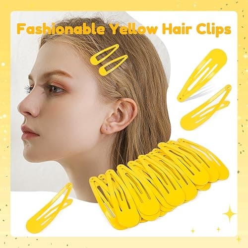 Pagabach 2 Inch Yellow Hair Clips Barrettes Metal Snap Clips for Women Durable Water Drop Ideal Hair Accessories for Hairdressing Wedding and Everyday Use 20 pcs thumbnail 5