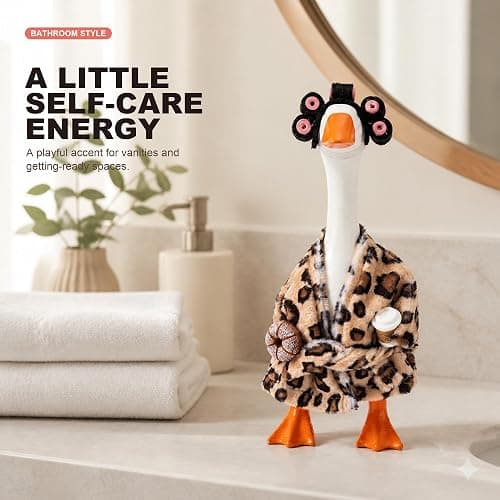 DWHSTGUU Desk Goose Outfit Fall for 7 Inch Magnetic Goose, Mini Goose Statue Clothes for Office Table Decoration (Leopard) thumbnail 4