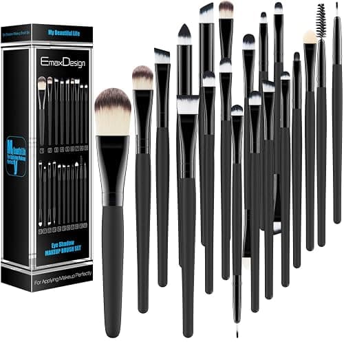 EmaxDesign 20 Pieces Makeup Brush Set Professional Face Eye Shadow Eyeliner Foundation Blush Lip Makeup Brushes Powder Liquid Cream Cosmetics Blending Brush Tool thumbnail 5