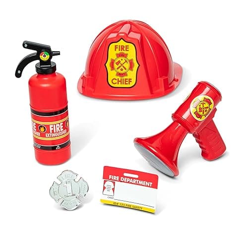 Melissa & Doug Fire Chief Role Play Costume Dress-Up Set Pretend Fire Fighter Outfit With Realistic Accessories, Firefighter Costume For Kids And Toddlers Ages 3+ thumbnail 4
