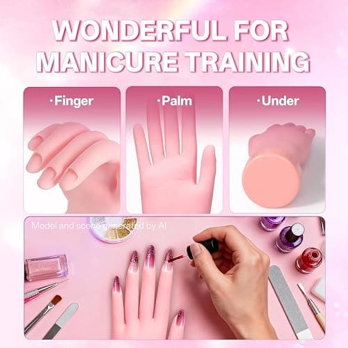 Buqikma Flexible Practice Nail Fake Silicone Hand Model for Acrylic Nails | Mannequin Hand for Nails, Fake Manicure Hand Manikin hand to practice nails on for Nail Practicing nail Tip art beginner thumbnail 4