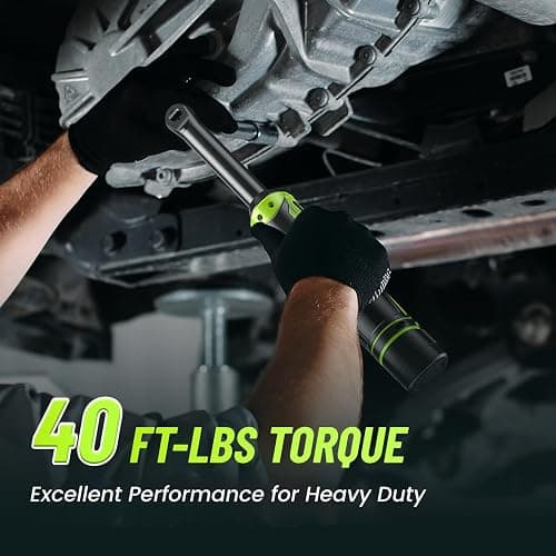 Robustrue 3/8" Cordless Ratchet Wrench, 6-inch Extended Ratchet Wrench, 40Ft-lbs 400RPM Cordless Ratchet, 2 Batteries Power Electric Ratchet Driver with Variable Speed, 7 Sockets, LED Light thumbnail 2