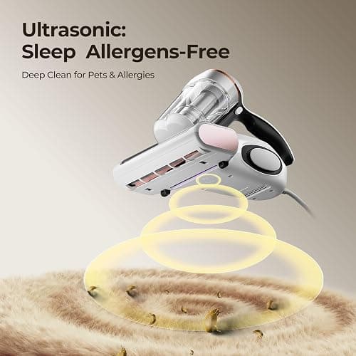 JIGOO Bed Vacuum Cleaner, Mattress Vacuum Cleaner with UV & Ultrasonic and High Heating, 13Kpa Suction 500W Powerful Double Cup Handheld Vacuums (J300 Corded) thumbnail 6