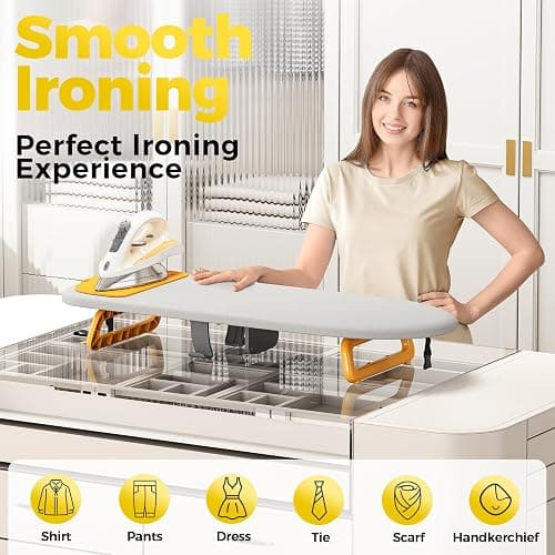 KINGBOARD Tabletop Ironing Board with Iron Holder, 12" x 32" Small Ironing Board with Ironing Mat, Foldable Mini Iron Board, Easy Storage for Travel & Dorm, Grey thumbnail 3
