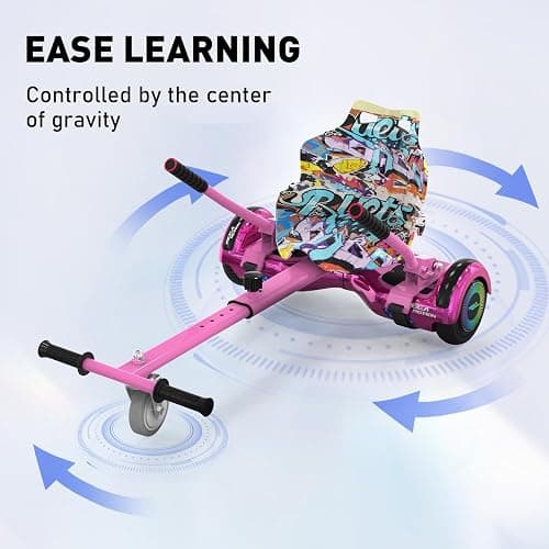 MEGA MOTION Hoverboards con Hoverkart para Niños, Hoverboards 6,5 Pulgadas con Altavoz Bluetooth, con Luces LED, Regalo para Niños thumbnail 4