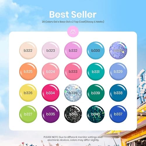 Beetles Gel Nail Polish Set- 23Pcs Color Gel Polish with Base Gel Top Coat Bright Colors, Gel Polish Kit Blue Pink Purple Orange Green Glitter Soak Off Uv Led Trendy Rainbow Nail Art thumbnail 2