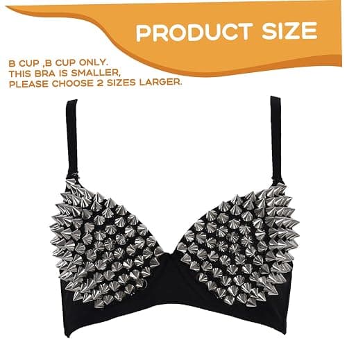 1PC Studded Bra Punk Dancing Performance Silver Metallic Rivets Spiked Bra with Adjustable Strap, for Club Party, Drance Wear, Carnival... thumbnail 5