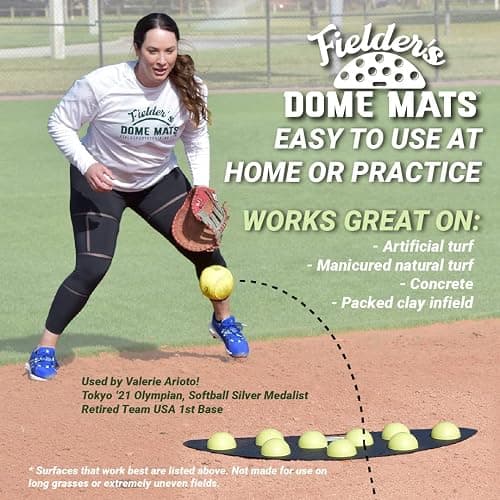 Fielder's Dome Mat – Baseball and Softball Bad Hop Training Equipment for Fielding Practice, Agility, Hand-Eye Coordination and Reaction Speed. Durable, Multi-Surface Compatible. 33.5" x 14" x 1.75" thumbnail 8