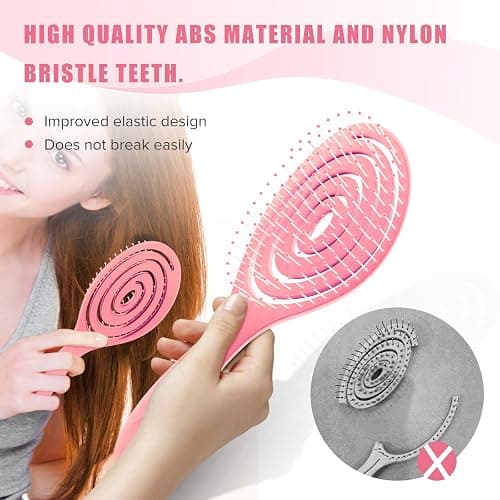 SHINLEA Detangle Hair Brush, Detangling Wet Spiral Hairbrush for Women, Men, kids, Vented Detangler for Blow Drying, Glide Through Tangles For All Hair Types (Pink) thumbnail 4