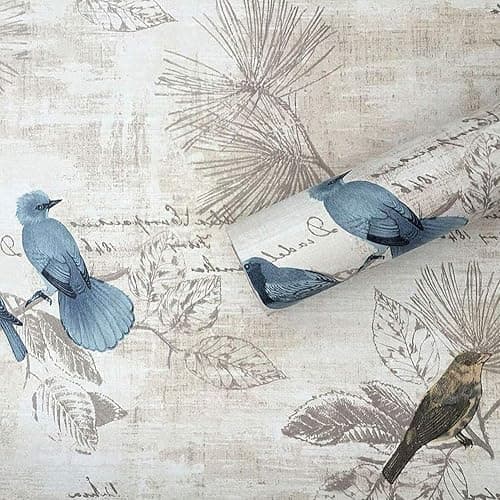 Vintage Floral Self Adhesive Wall Paper Shelf Liner Funitures Dresser Drawer Cabinet Decor Paper (Blue Bird, 17.7inchX100inch(8.2Ft)) thumbnail 4