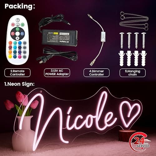 Custom Neon Signs, Personalized LED Neon Sign for Wedding Bar Birthday Party Gift, Customize Neon Name Lights Sign for Wall Room Decor thumbnail 8