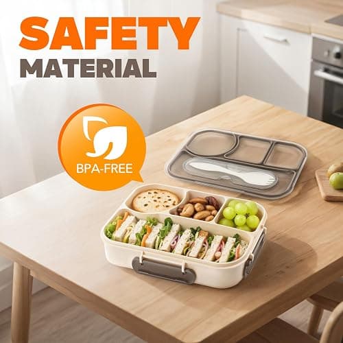 Bento Box Adult Lunch Box with 4-Compartment Leakproof Lunch Containers Microwave and Dishwasher Safe Bento Box with Spoon thumbnail 6