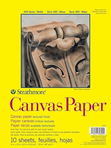 Strathmore 300 Series Canvas Paper Pad, Glue Bound, 9x12 inches, 10 Sheets (115lb/187g) - Artist Paper for Adults and Students - Acrylic and Oil Paints - Image 1