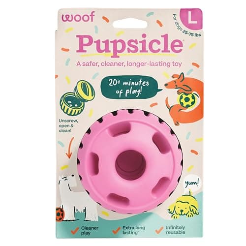 WOOF Party Pupsicle - Long-Lasting Interactive Dog Toys for Boredom - Low-Mess Design - Birthday Gifts for Dogs - Large Dog Toys - Party Pink - Image 1