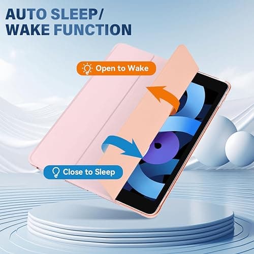4UBonLife Case for iPad 9th/8th/7th Generation 10.2 inch 2021/2020/2019 with Pencil Holder, Slim Stand Protective Case with Translucent Frosted Hard Back Cover Shell, Pink thumbnail 6