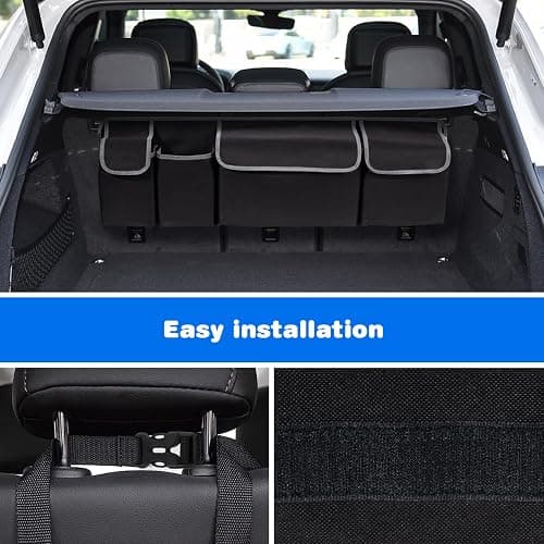 mossgreg Car Trunk Organizer and Storage,Collapsible Cargo Storage Bag with 4 Pockets,Car Accessories for Men and Women,Backseat Hanging Organizer for SUV,Truck,MPV(Extended Edition 102CM) thumbnail 4