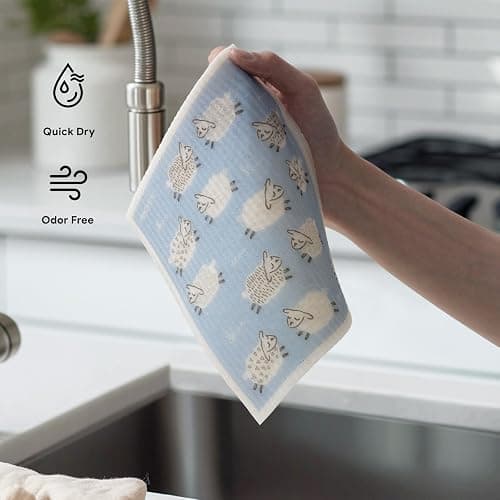 RECYCO Swedish Dishcloths for Kitchen | 6 Pack Farmhouse Friends Washable Dish Rags | Cellulose Reusable Cleaning Paper Towels | Absorbent Counter Dish Cloth Sponge Kitchen Wipes, 8" L x 7" W thumbnail 7
