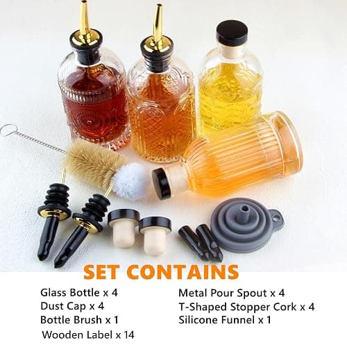 Shining Craft Syrup Dispenser Bottles Set, 4 Pack 7 OZ Bottles With Metal Pour Spout and Labels for Syrups, SC055 (4 Pack) thumbnail 8