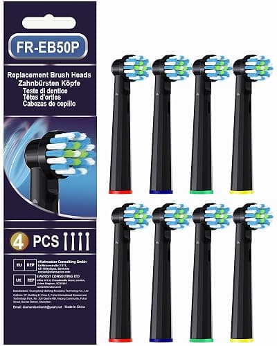 Replacement Heads Compatible with Braun Oral B Pro 1000, Genius X, Smart 1500 Electric Toothbrush, 8 Pcs Precision Brush Heads Refills Compatible with Oral B (Black) - Image 1