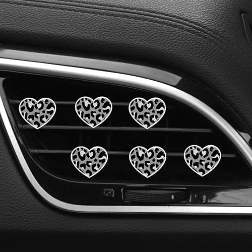 6 Pcs Heart Air Vent Clips, Cute Heart Cars Air Fresheners Vents Clips Funny Cars Diffuser Vent Clips Car Interior Decor Charm Cute Car Accessories Decoration for Women Automotive (Leopard Texture) thumbnail 9