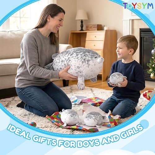 TOYSYM Chubby Blob Seal Pillow Cute Seal Plush with 4 Baby Plushies in Her Tummy, Soft Large Stuffed Animals Toy Gifts for Kids (20inch) thumbnail 2