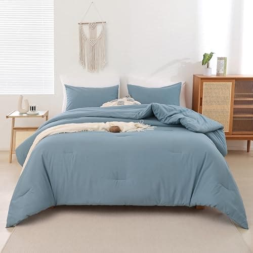ROSGONIA Comforter Full Size for Boys Teen Girls Dusty Blue, 3pcs (1 Boho Comforter & 2 Pillowcases), Lightweight Dorm Bedding Soft All Season Bed Set thumbnail 3