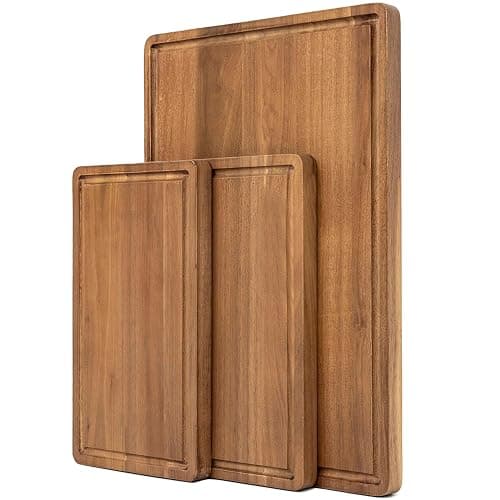 KOLWOVEN Wood Cutting Boards for Kitchen - Set of 3, Wooden Cutting Board Set with Holder for Chopping Meat, Cheese, Fruits, Vegetables, Knife Friendly Serving Tray thumbnail 8