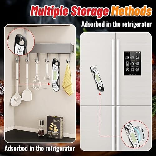 Meat Thermometer, IP67 Waterproof Digital Meat Thermometer with Backlight, Hold Function & Magnet for Grill, BBQ, Candy, Beef,Turkey thumbnail 7