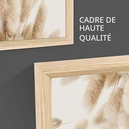 3Pcs Cadre en bois Impression sur Toile Fleurs Sauvages Botanique Tableau Affiche Beige Pampas Grass Sage Floral Tableau Decoration Murale Salon Chambre Maison 90x40cm(12"x16"x3pcs) (Pas de plexiglas) thumbnail 5