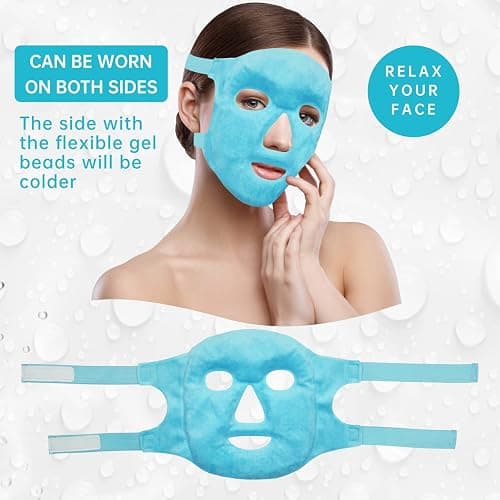 Cold Face Eye Mask Ice Pack Reduce Facial Puff, Dark Circles, Gel Beads Hot Heat Cold Compress Pack, Face SPA for Woman Sleeping, Pressure, Headaches, Skin Care, Post Laser Cosmetic Care[Blue] thumbnail 7