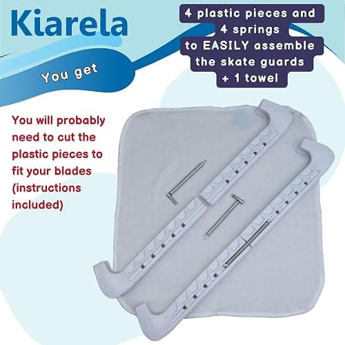 Kiarela Ice Skate Guards and Towel Gift Set – Skate Blade Guards and Towel - for Kids' and Adults' Figure and Hockey Skates - Double Springs - Assembly Required thumbnail 3