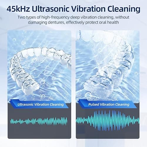 Retainer Cleaner, 45kHz Ultrasonic Retainer Cleaner Machine with 200ML Capacity & 4 Modes for Dentures, Aligners, Mouthguards, Retainers, Jewelry and Oral Appliances thumbnail 5