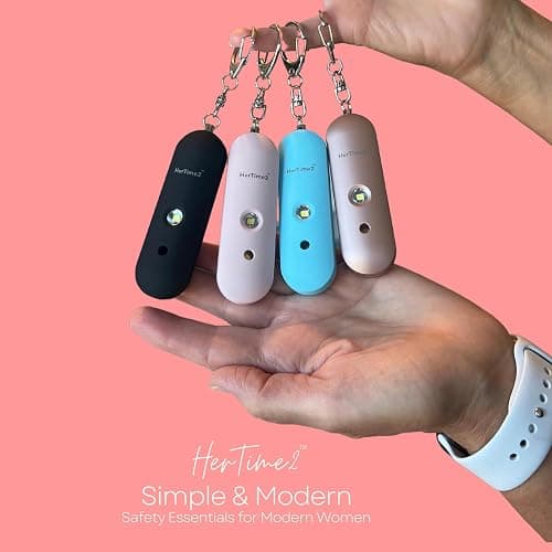 HerTime2 Personal Safety Alarm – Travel Safe Waterproof – Gift for Women College Girls – Self Defense Keychain – Extra Loud Siren – Strobe Light – Cute Key Chains Protection (Rose Gold) - Rose Gold thumbnail 5
