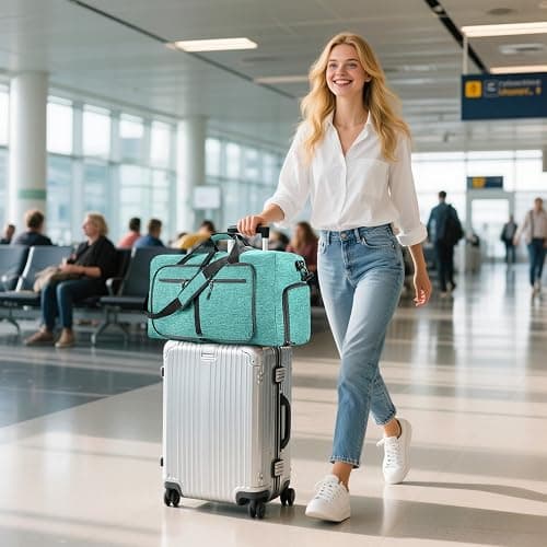 Vomgomfom 65L/85L/115L Foldable Travel Duffle Bag, Lightweight Checked Luggage with Shoe Compartment, Water-Resistant Weekender Overnight Bag for Men & Women thumbnail 9