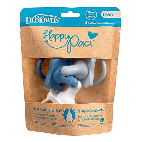 Dr. Brown's HappyPaci 100% Silicone, Newborn Baby Pacifiers 0-6 Months, BPA Free, White, Blue, Light Blue, Cool Gray, Green, and Ecru, 6 Pack - 6-Pack Variety - Blue & Green thumbnail 9