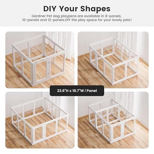 Gardner Pet Clear Acrylic Dog Playpen, 24" H 10 Planes Transparent Dog Fence Indoor, Sturdy Pet Pen for Puppy/Small Dog/Rabbit/Cat/Pig, Easy Assemble & Cleaning Plastic Whelping Box Enclosure, White thumbnail 4