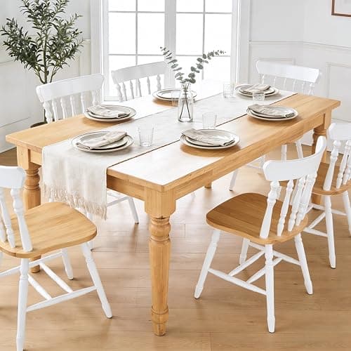 chairus White Windsor Dining Chairs Set of 2, Farmhouse Wooden Dining Room Chairs with Spindle Back & Turned Legs, Rustic Vintage Colonial Side Kitchen Chairs thumbnail 7