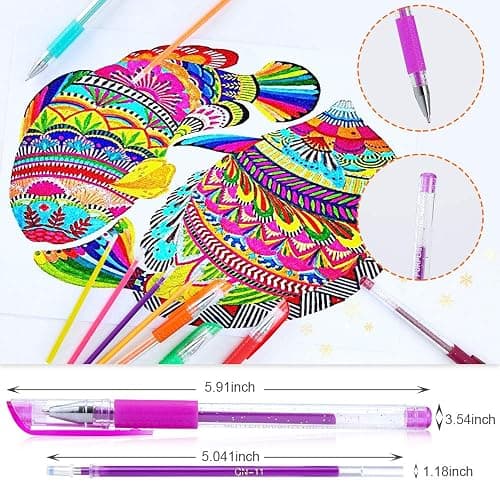 Glitter Gel Pens, 160 Pack Glitter Pen with Case for Adults Coloring Books | Artist Colored Gel Markers with 40% More Ink for Drawing Scraobooking Writing Doodling thumbnail 7