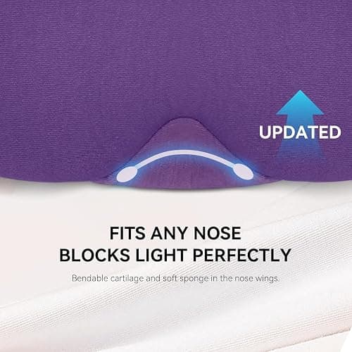Mavogel Cotton Sleep Eye Mask, Breathable Light Blocking Sleep Mask | Soft Comfortable Night Eye Mask for Men Women, Eye Cover for Travel/Sleeping/Shift Work, Includes Travel Pouch (Purple) thumbnail 3
